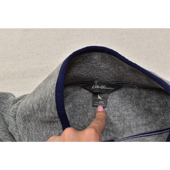 Eddie Bauer Men's Gray Fleece Snap Mock Neck Pullover Regular Size 2XL Polyester - Picture 6 of 8